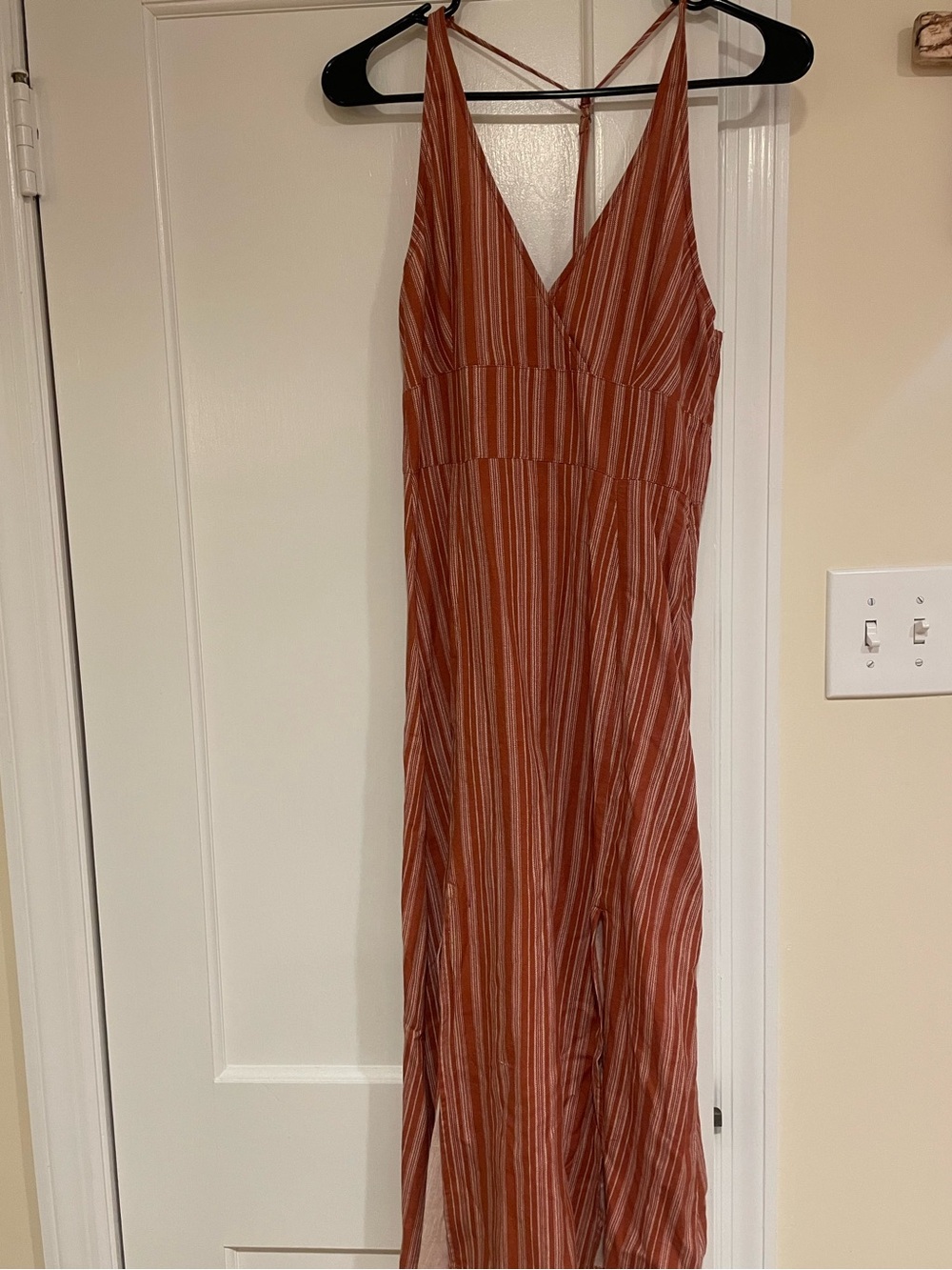 Roxy Rust Striped V-Neck Maxi Dress